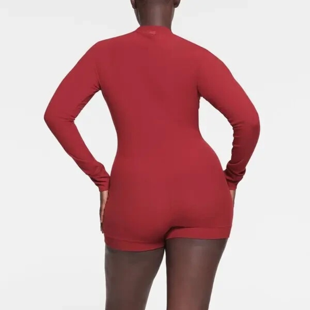 Skims Soft Lounge Henley Onesie in Brick - Picture 5 of 8